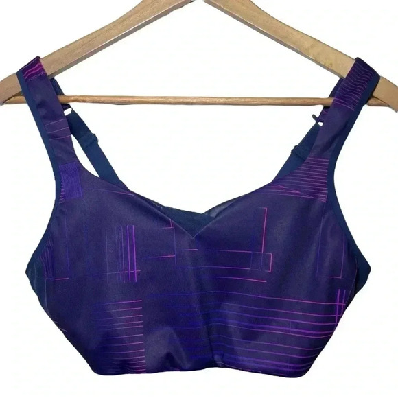 Women's Brooks Convertible Sports Bra Matrix Navy Print - Picture 3 of 16